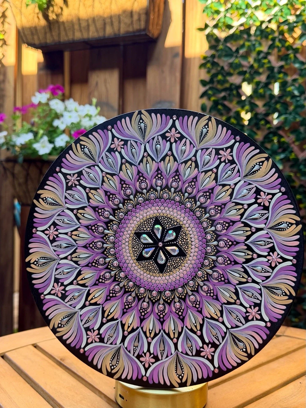 Hand Painted Pink Lavender Mandala Wall Art 10” Boho Decor